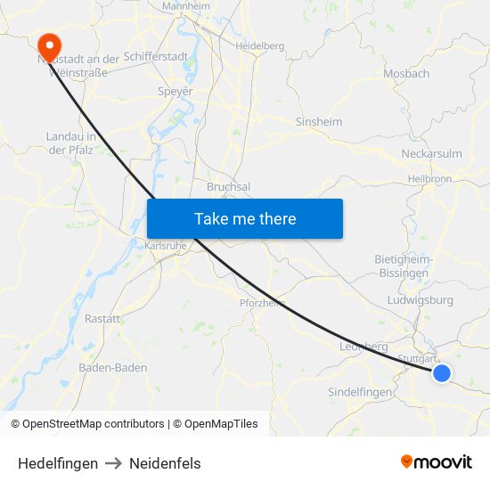 Hedelfingen to Neidenfels map