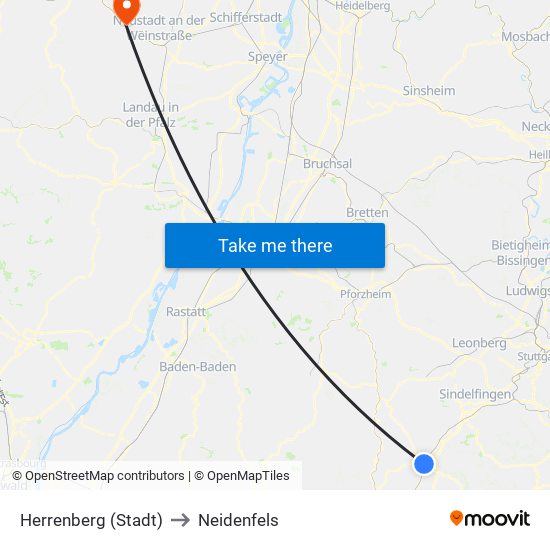 Herrenberg (Stadt) to Neidenfels map