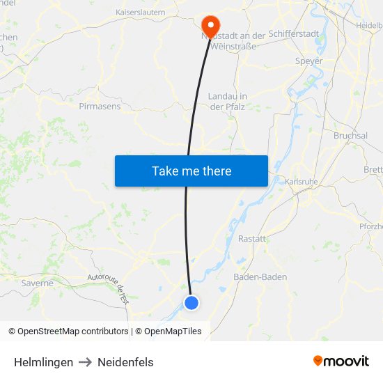 Helmlingen to Neidenfels map