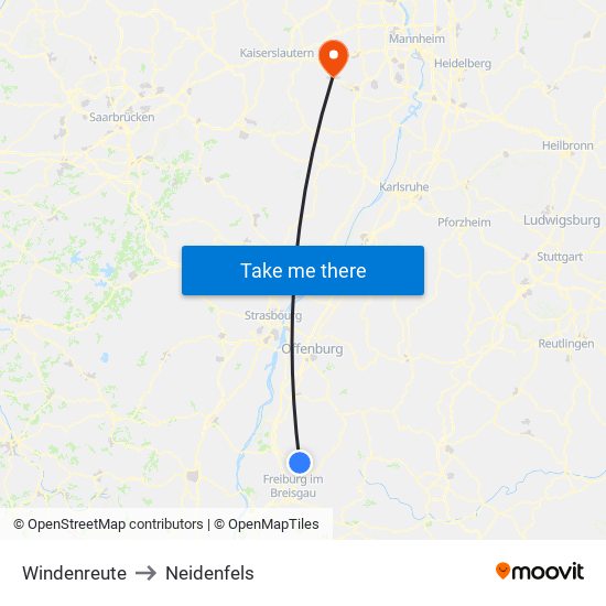 Windenreute to Neidenfels map