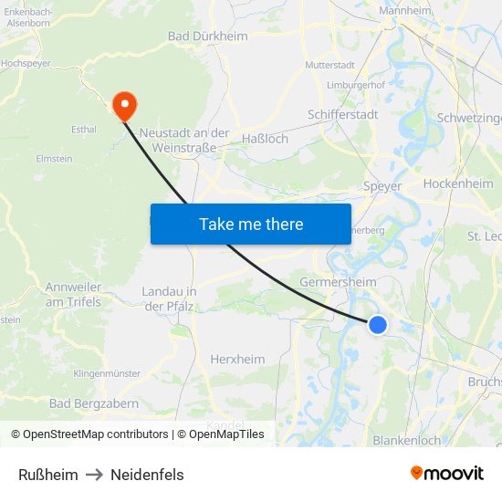 Rußheim to Neidenfels map