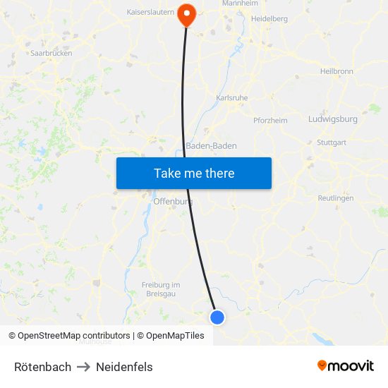 Rötenbach to Neidenfels map