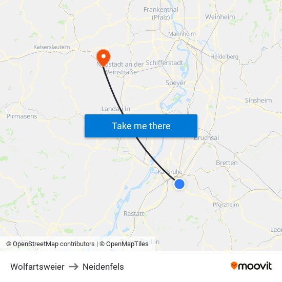 Wolfartsweier to Neidenfels map