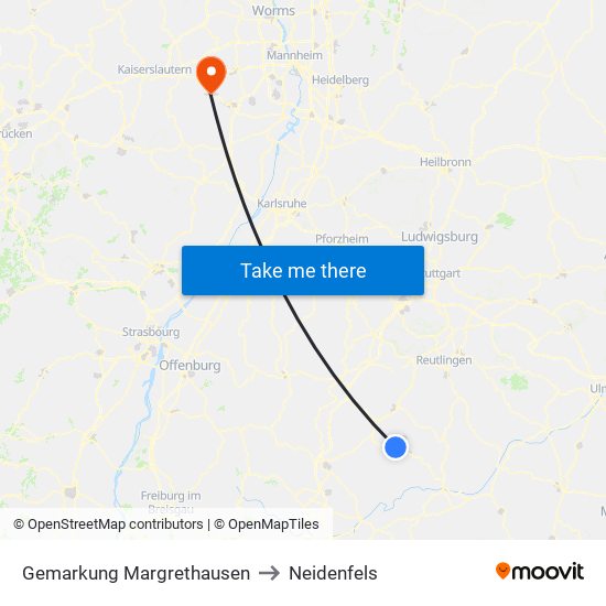 Gemarkung Margrethausen to Neidenfels map