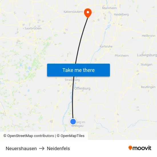 Neuershausen to Neidenfels map