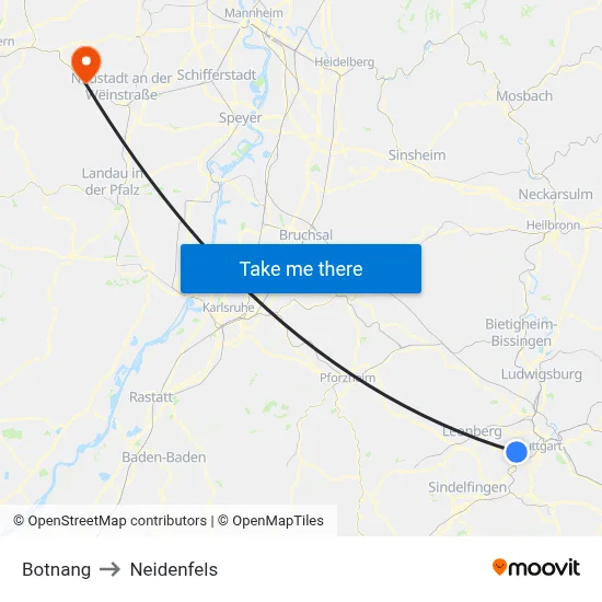 Botnang to Neidenfels map