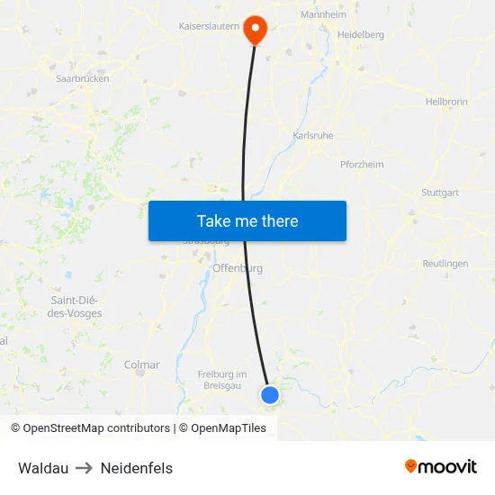 Waldau to Neidenfels map