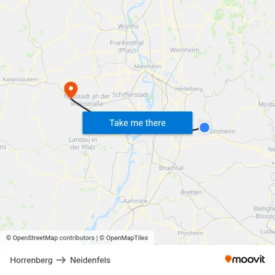 Horrenberg to Neidenfels map