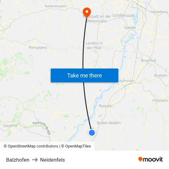 Balzhofen to Neidenfels map