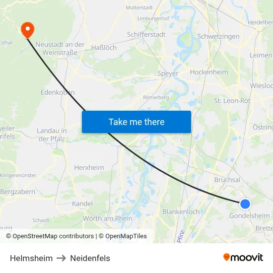Helmsheim to Neidenfels map