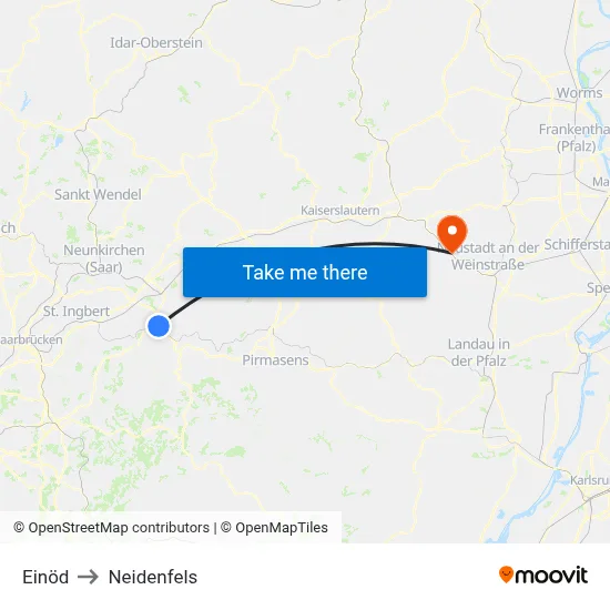 Einöd to Neidenfels map