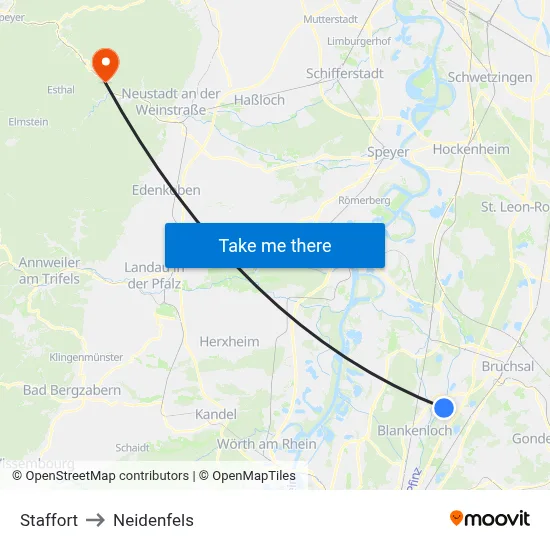 Staffort to Neidenfels map