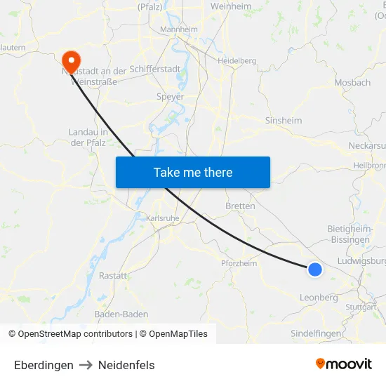Eberdingen to Neidenfels map