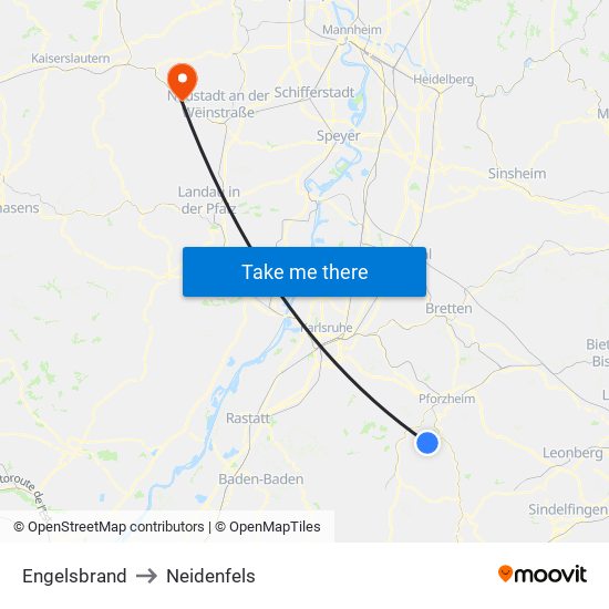 Engelsbrand to Neidenfels map