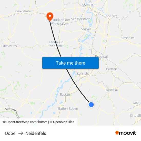 Dobel to Neidenfels map