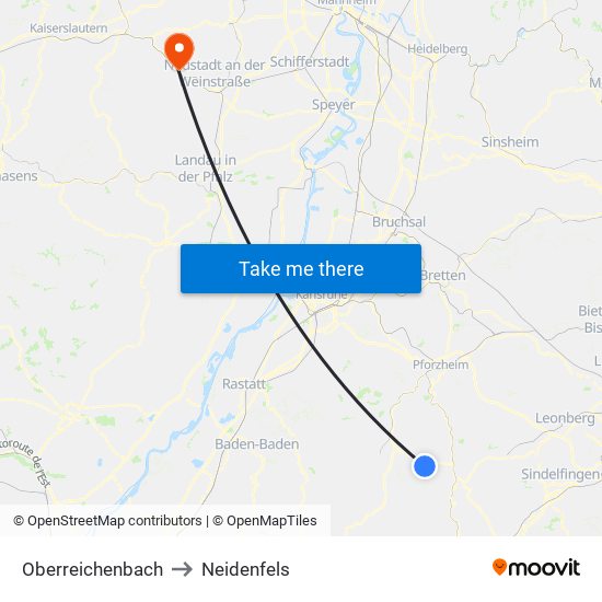 Oberreichenbach to Neidenfels map