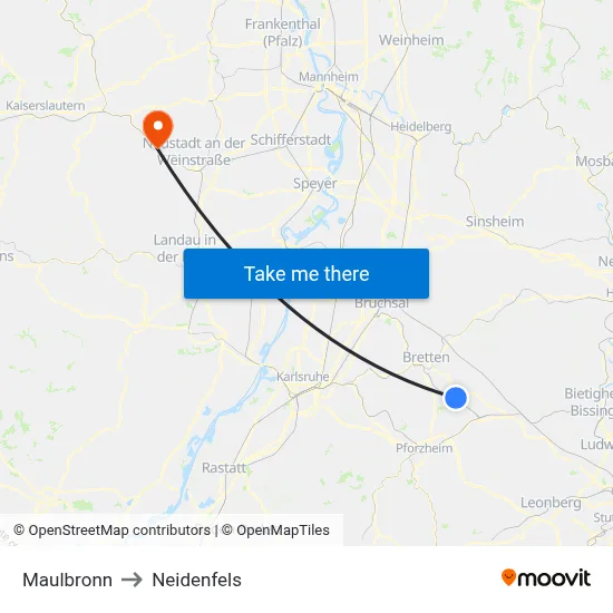 Maulbronn to Neidenfels map
