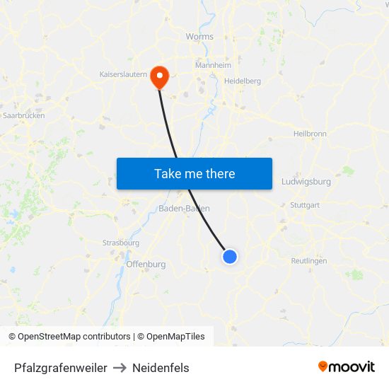 Pfalzgrafenweiler to Neidenfels map