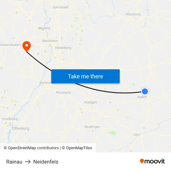 Rainau to Neidenfels map
