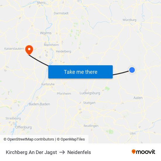 Kirchberg An Der Jagst to Neidenfels map