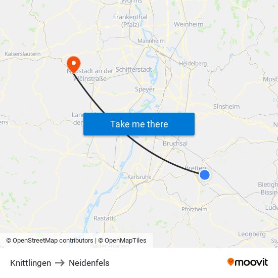 Knittlingen to Neidenfels map