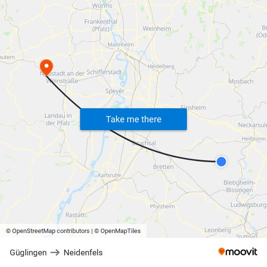 Güglingen to Neidenfels map