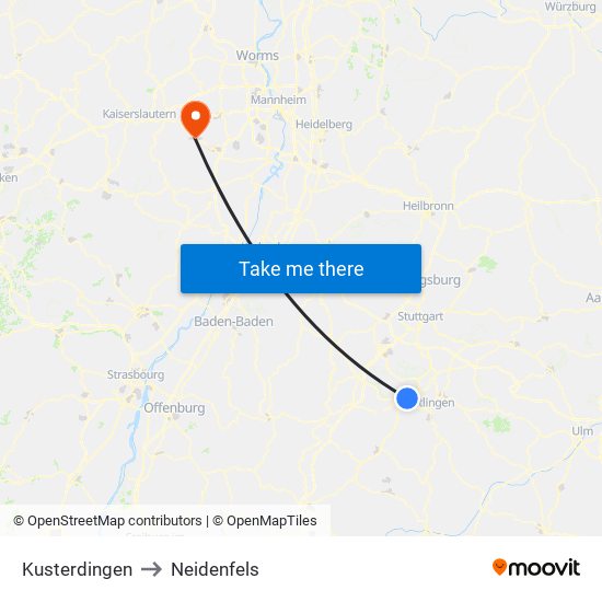 Kusterdingen to Neidenfels map