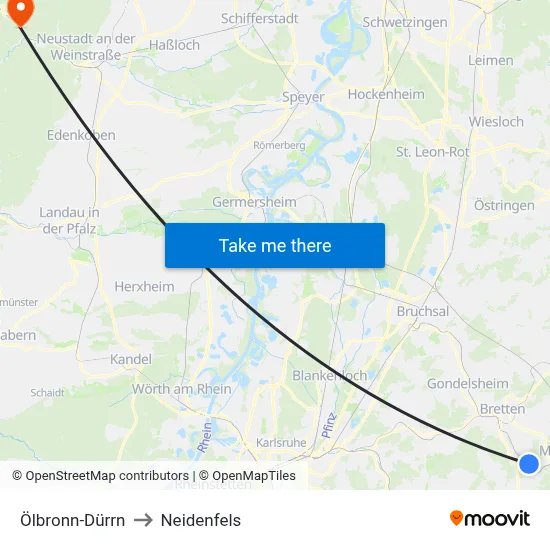 Ölbronn-Dürrn to Neidenfels map