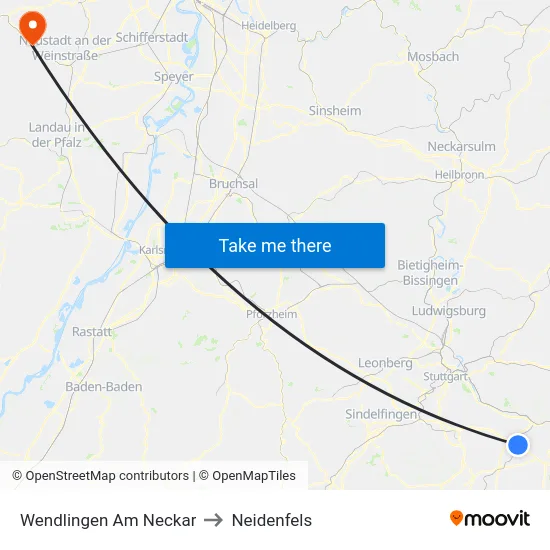 Wendlingen Am Neckar to Neidenfels map