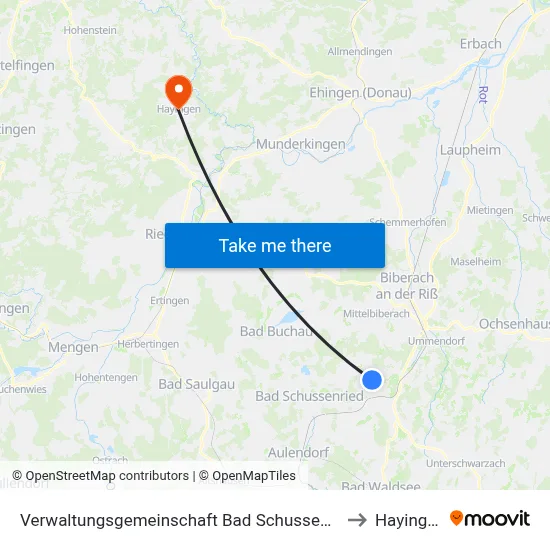 Verwaltungsgemeinschaft Bad Schussenried to Hayingen map
