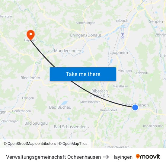 Verwaltungsgemeinschaft Ochsenhausen to Hayingen map