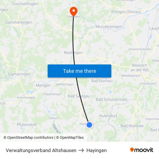 Verwaltungsverband Altshausen to Hayingen map