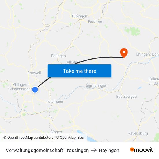 Verwaltungsgemeinschaft Trossingen to Hayingen map