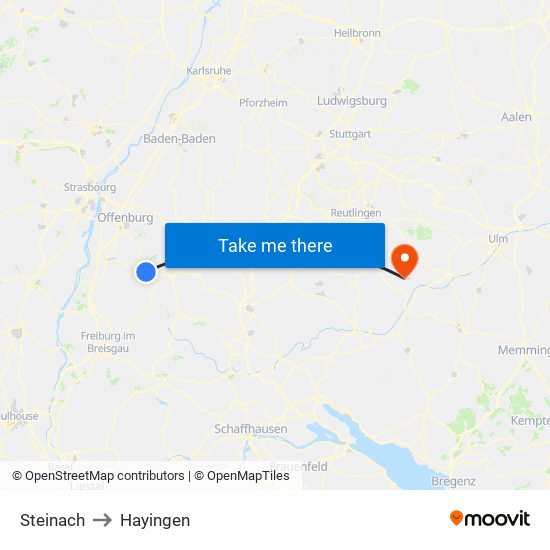 Steinach to Hayingen map