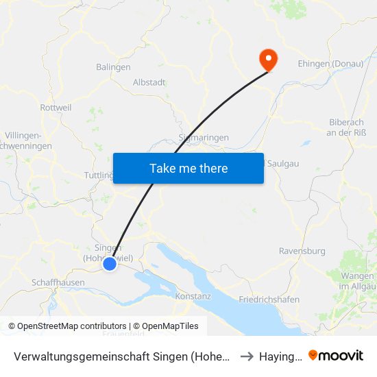 Verwaltungsgemeinschaft Singen (Hohentwiel) to Hayingen map