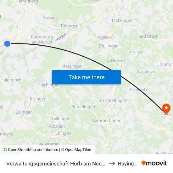 Verwaltungsgemeinschaft Horb am Neckar to Hayingen map