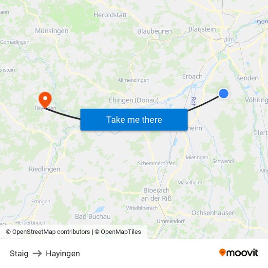 Staig to Hayingen map