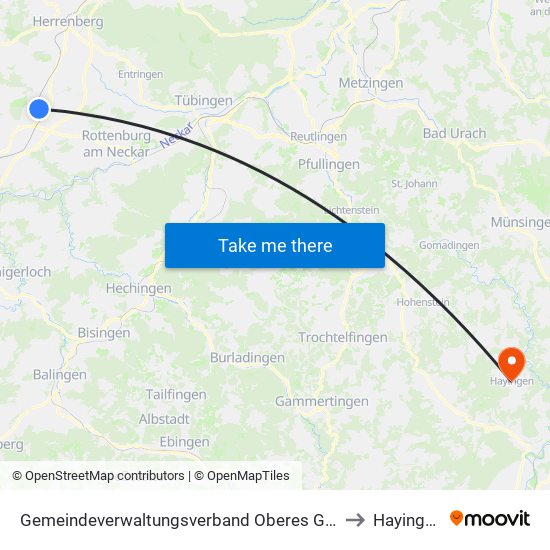 Gemeindeverwaltungsverband Oberes Gäu to Hayingen map