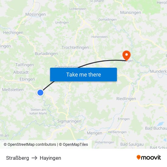 Straßberg to Hayingen map