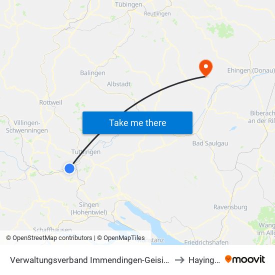 Verwaltungsverband Immendingen-Geisingen to Hayingen map