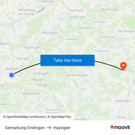 Gemarkung Endingen to Hayingen map