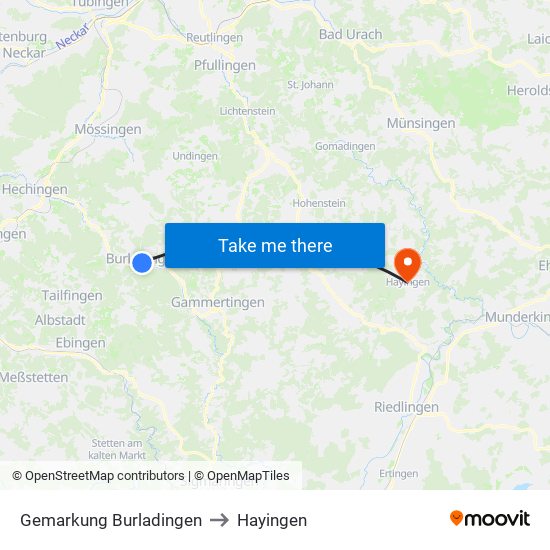 Gemarkung Burladingen to Hayingen map