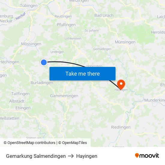 Gemarkung Salmendingen to Hayingen map