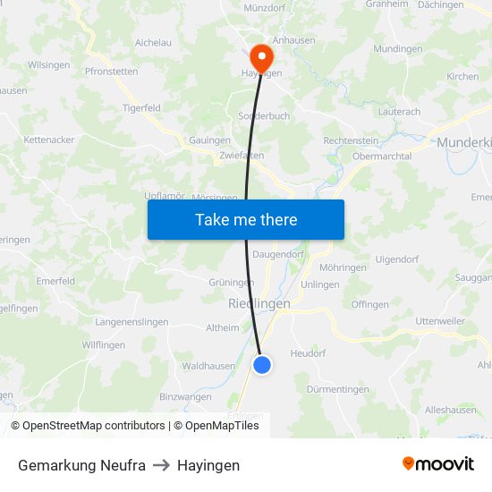 Gemarkung Neufra to Hayingen map