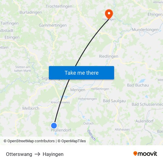 Otterswang to Hayingen map