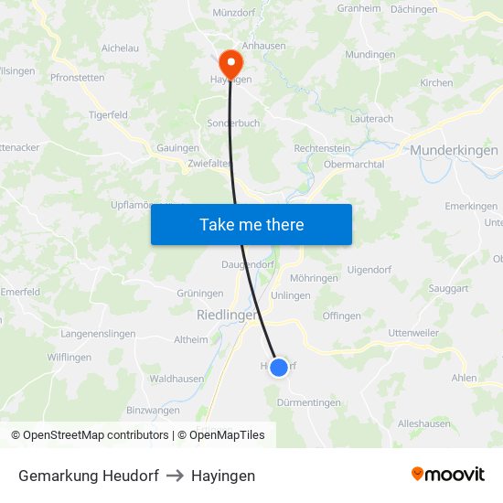 Gemarkung Heudorf to Hayingen map