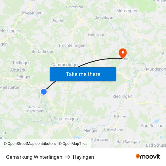 Gemarkung Winterlingen to Hayingen map