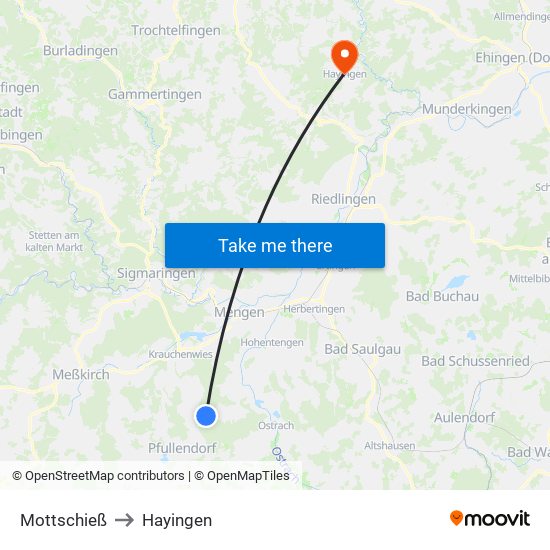 Mottschieß to Hayingen map
