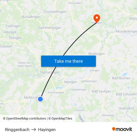 Ringgenbach to Hayingen map