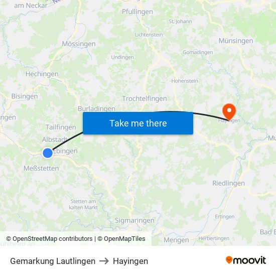 Gemarkung Lautlingen to Hayingen map